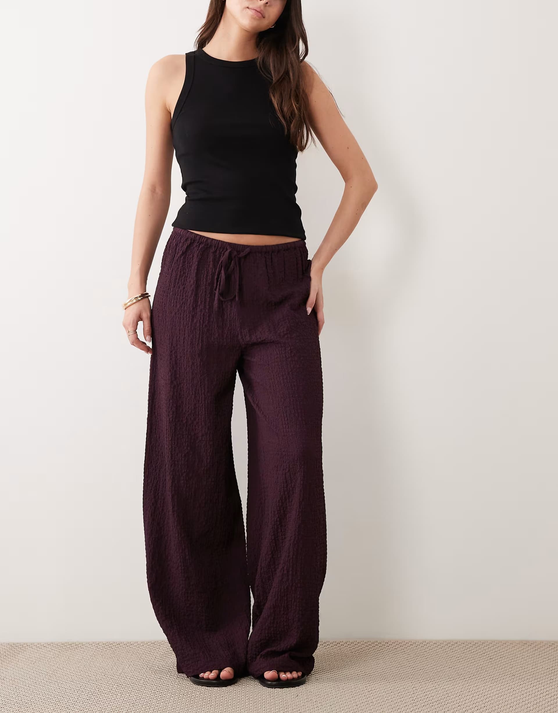 ASOS Wednesday's Girl wide leg trousers in deep purple