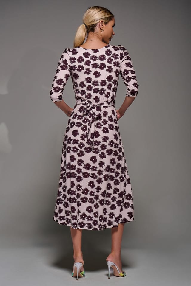 Jolie Moi Jolie Moi Women's Three Quarter Sleeve Jersey Midi Dress - 2