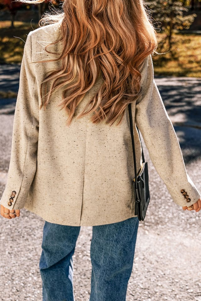 Everyday The Label Everyday The Label Women's Oatmeal Single Breasted Elegant Suit Jacket in Light Grey - 2