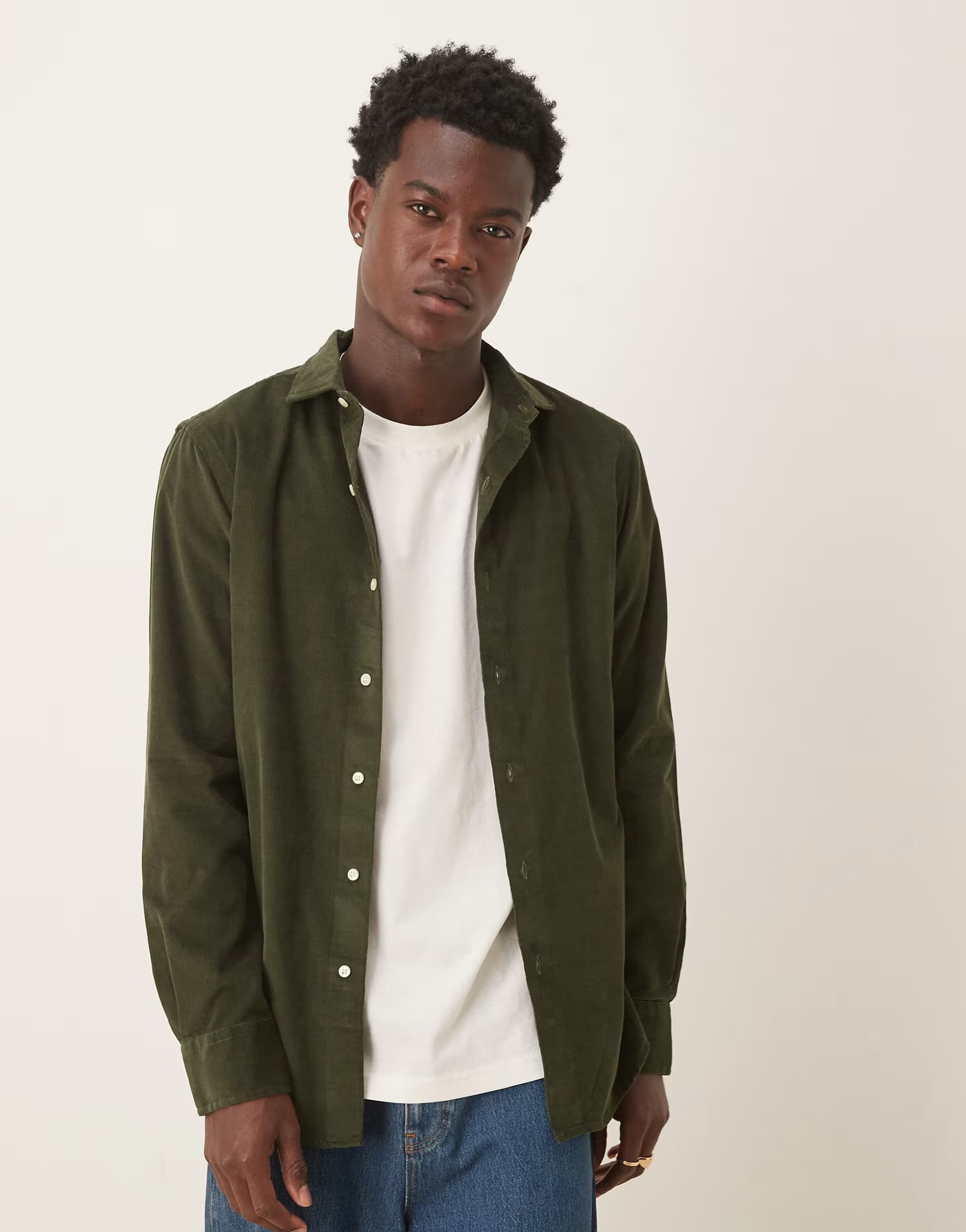 ASOS Polo Ralph Lauren icon logo slim fit fine cord shirt in olive green