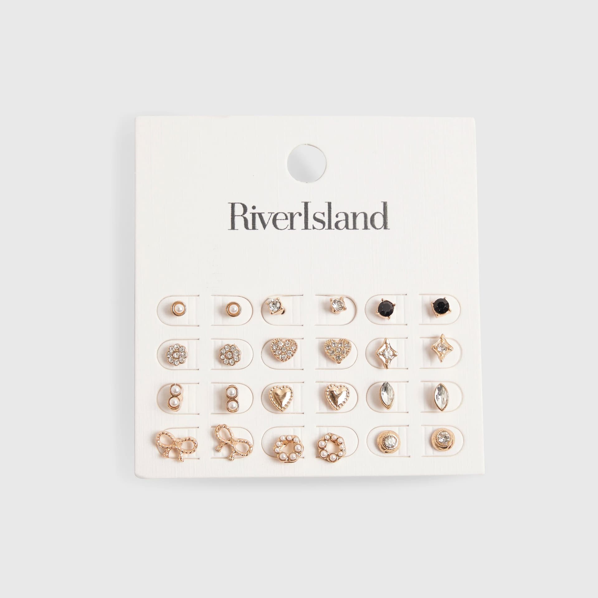 River Island River Island Womens Gold Multi Heart Stud Earring Pack