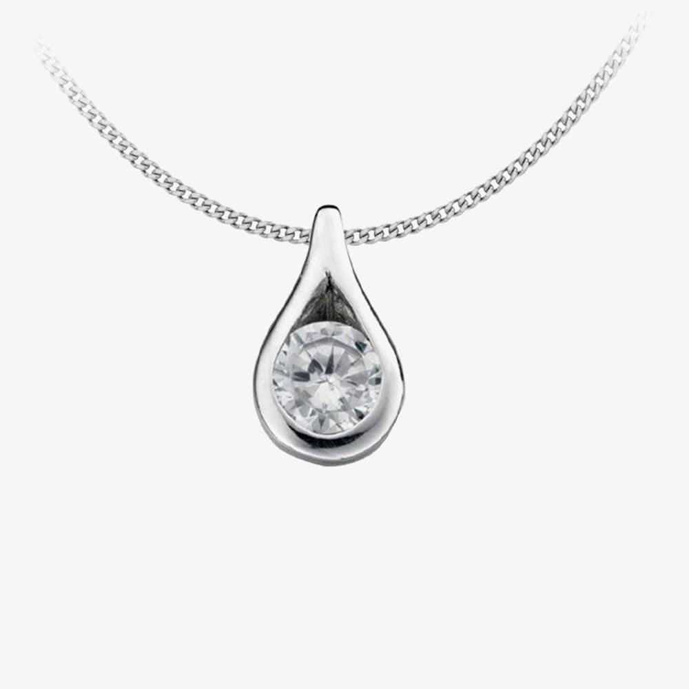 T.H.Baker T.H.Baker Women's Silver Tear Drop Pendant Necklace