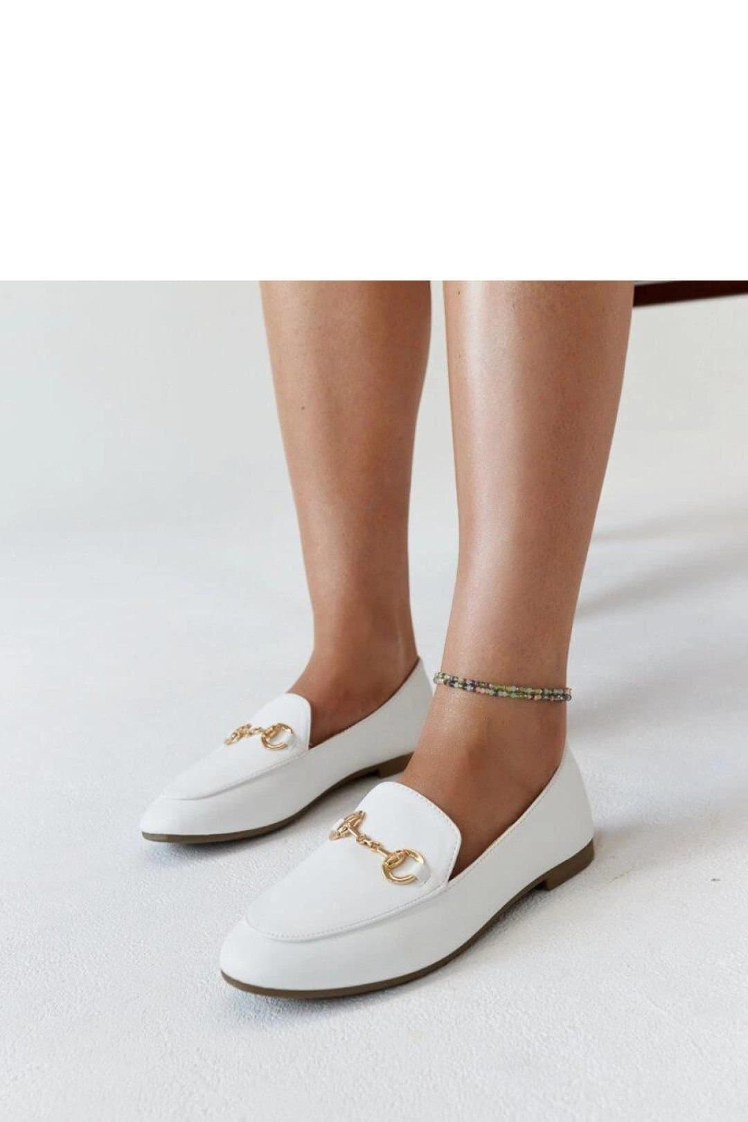 Love Lace Love Lace White Buckle Slip On Moccasins in White