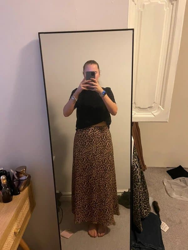 ASOS ASOS satin midi leopard print skirt