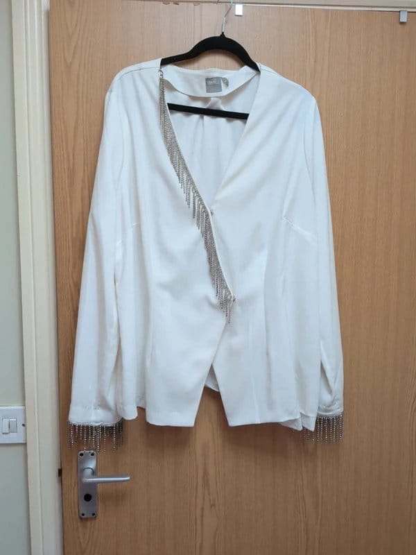 ASOS White Embellished Satin Blazer Size 22