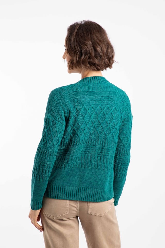Weird Fish Weird Fish Women's Amiens Mixed Stitch Cardigan in Teal - 3