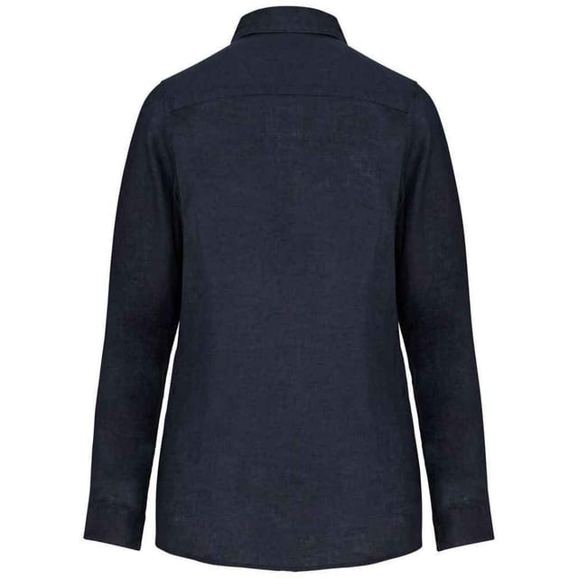 Spasso Spasso Women's Linen Long-Sleeved Shirt in Navy - 2