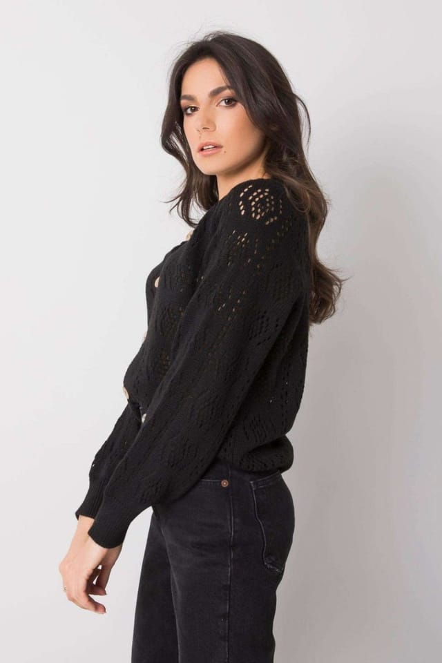 Love Lace Love Lace Women's Black Long Sleeve Cardigan Sweater - 2