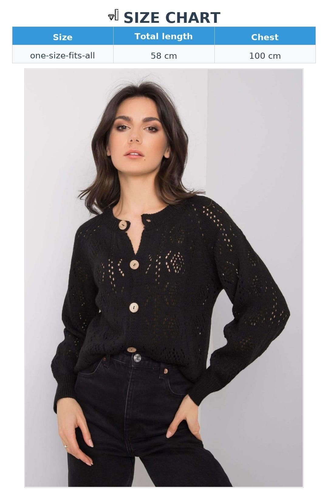 Love Lace Love Lace Women's Black Long Sleeve Cardigan Sweater - 4