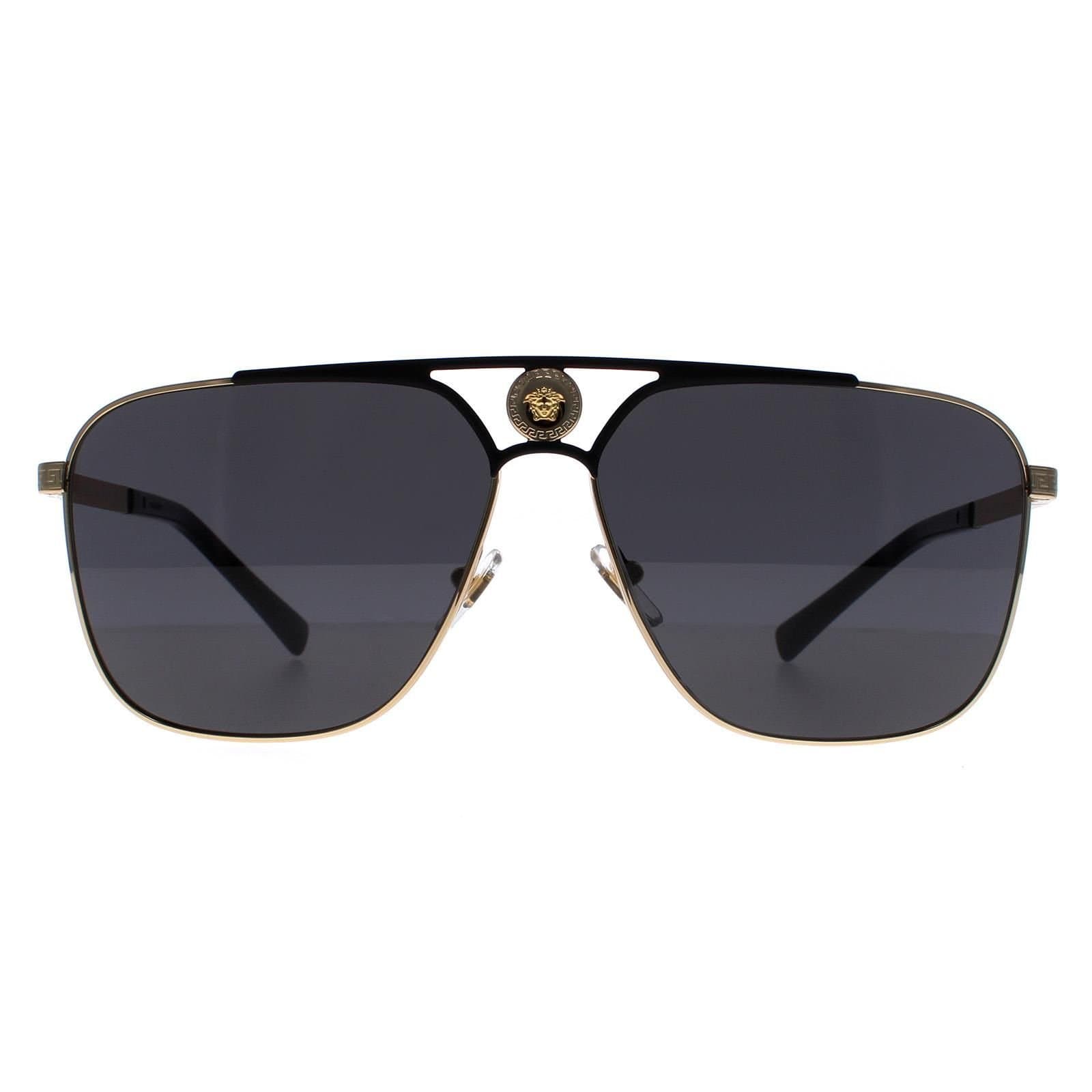 Versace Versace Men's Rectangle Gold & Matte Black Dark Grey VE2238