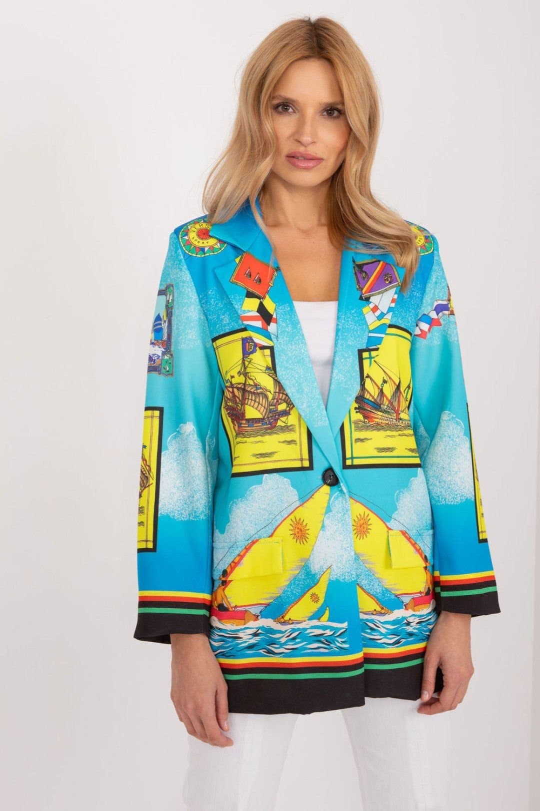 Love Lace Love Lace Women's Colorful Printed Polyester Single Breasted Blazer