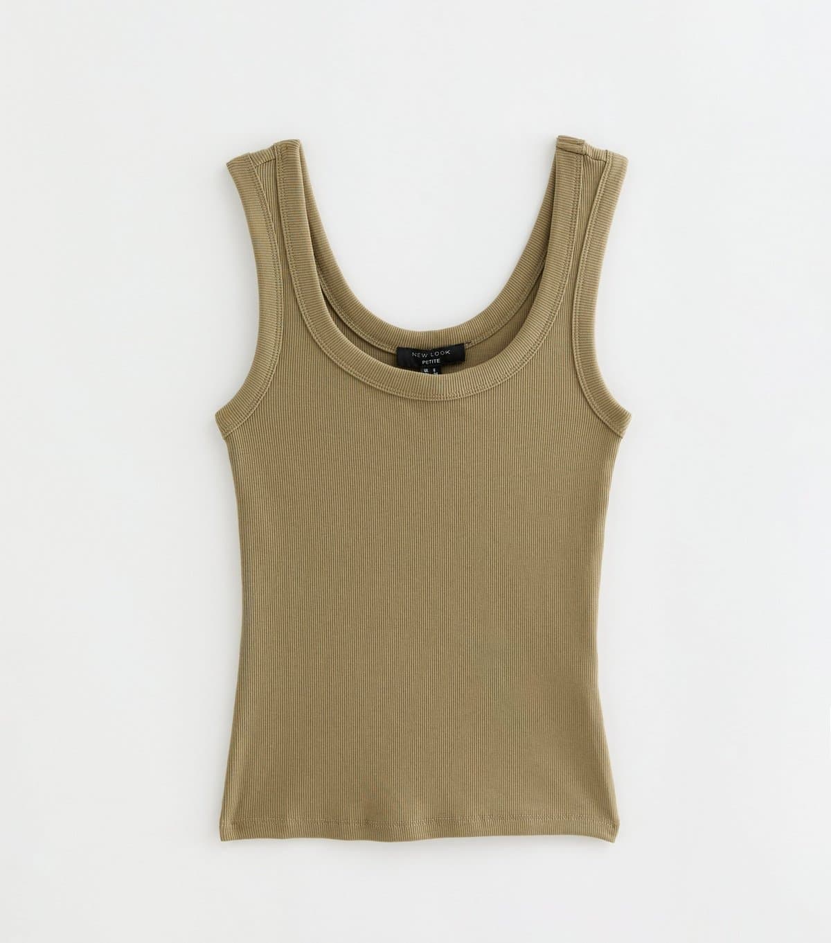 New Look Women's Petite Light Khaki Ribbed Scoop Neck Tank Top New Look