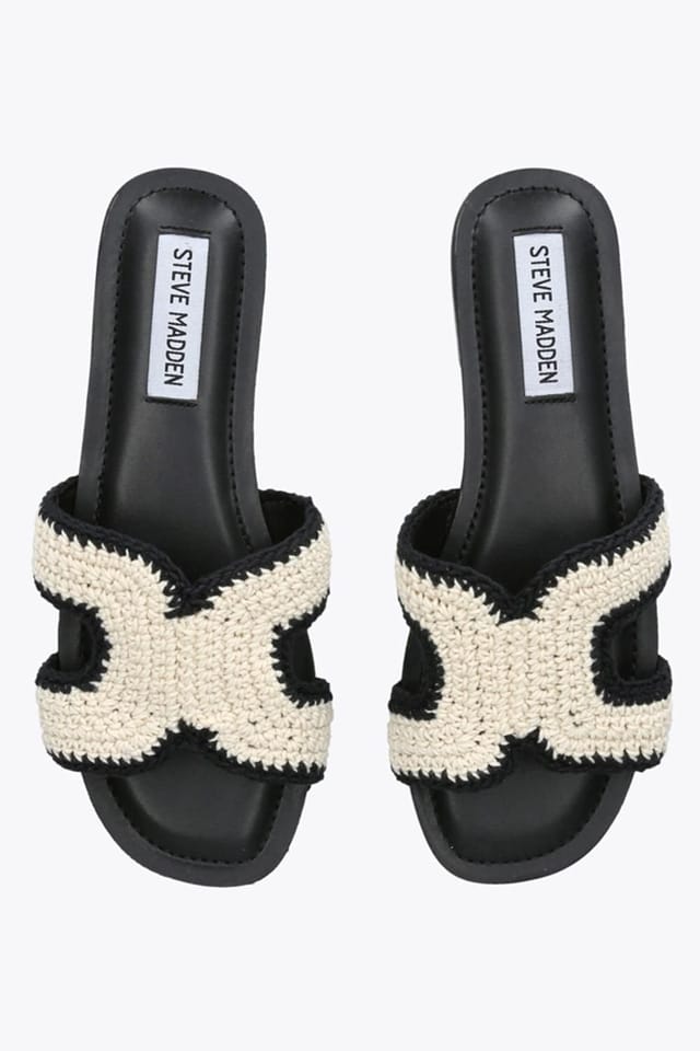 Steve Madden STEVE MADDEN Women's 'Zarnia Black White' Fabric Sandals - 2