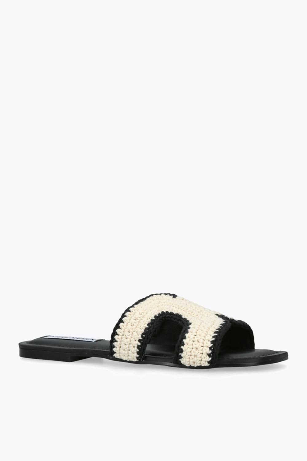 Steve Madden STEVE MADDEN Women's 'Zarnia Black White' Fabric Sandals - 4