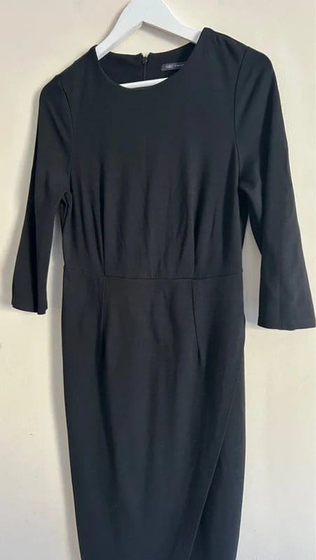 M&S Collection 🖤 M&S Collection UK 12 Black Asymmetric Hem Midi Dress – Stretch Bodycon Smart Occasion Dress 🖤 - 1
