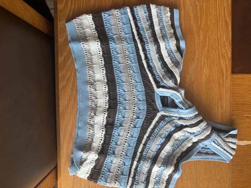 ASOS Multi-Blue Striped One Shoulder Knitted Top