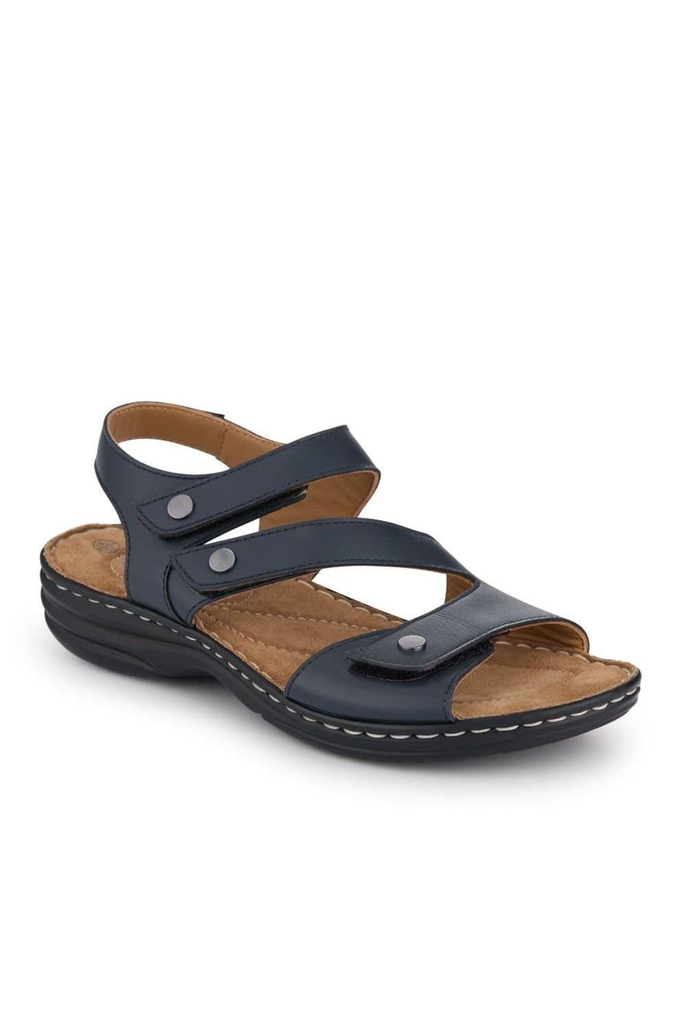 Pavers Pavers Women's Touch-Fasten Cushioned Leather Sandals in Navy