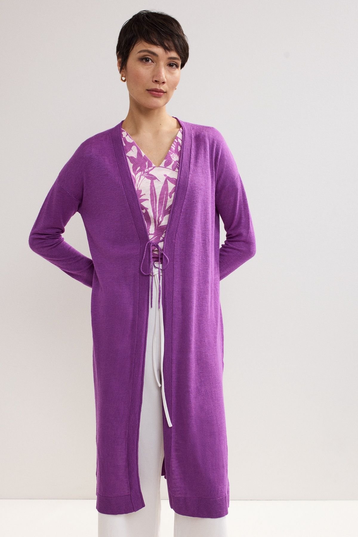 Phase Eight Phase Eight Women's Tasha Linen Cardigan in Grape - 1