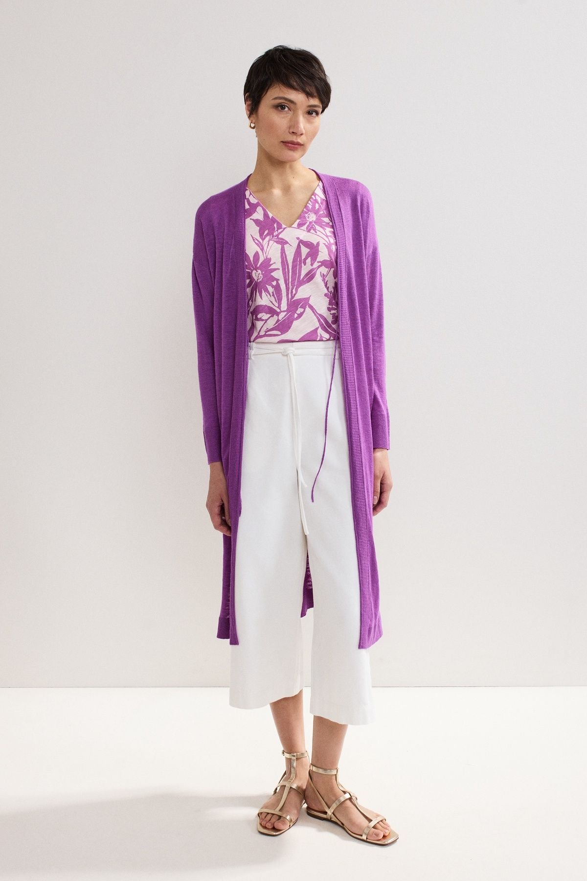 Phase Eight Phase Eight Women's Tasha Linen Cardigan in Grape - 3