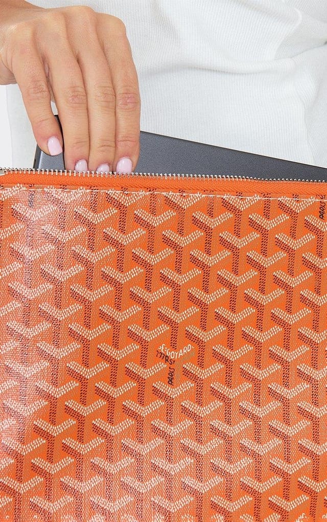 EGO Charge Pattern Logo Detail Laptop Cover In Orange Faux Leather, Women's Size UK 0 - 2