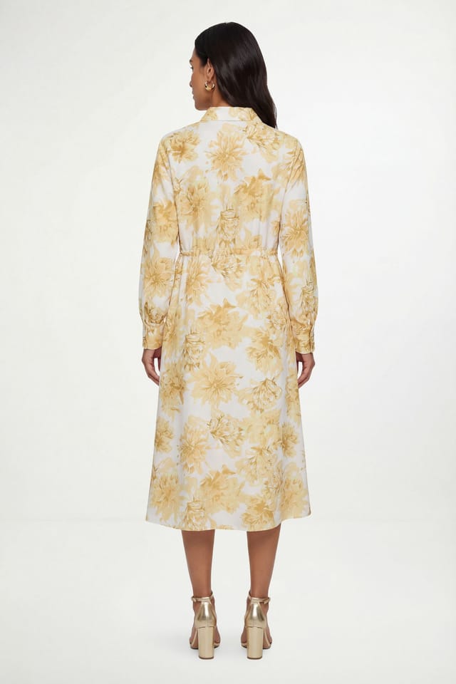 Wallis Wallis Women's Petite Floral Drawstring Shirt Dress in Ivory - 3