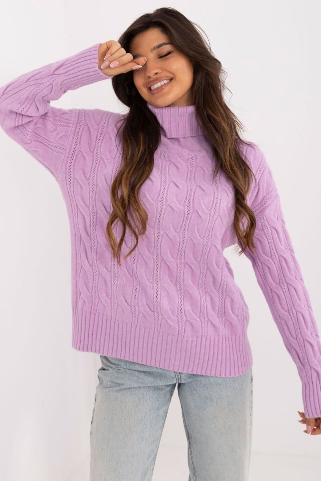 Love Lace Love Lace Women's Turtleneck Sweater Casual Everyday Comfort in Violet