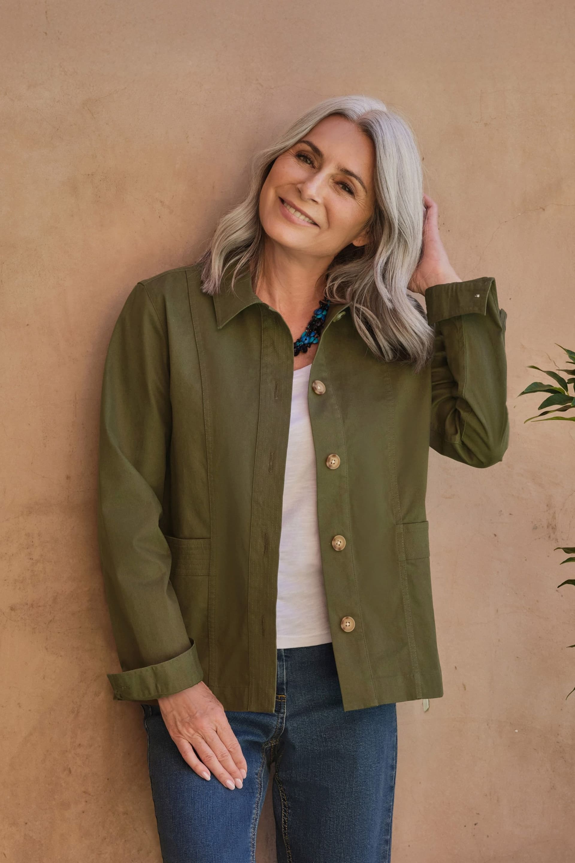 WoolOvers WoolOvers Green Cotton Boxy Jacket