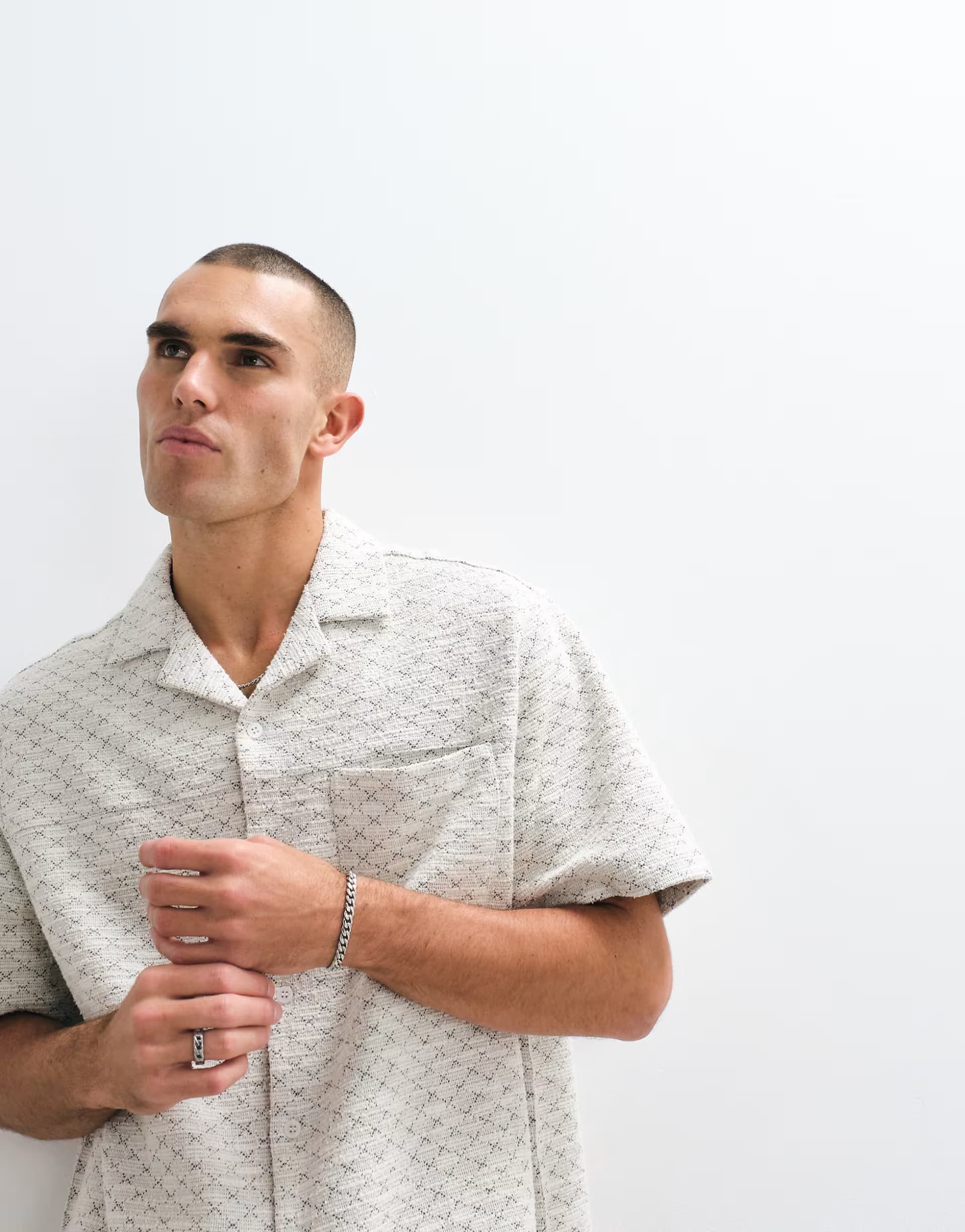 ASOS ASOS DESIGN co-ord oversized textured revere shirt in ecru