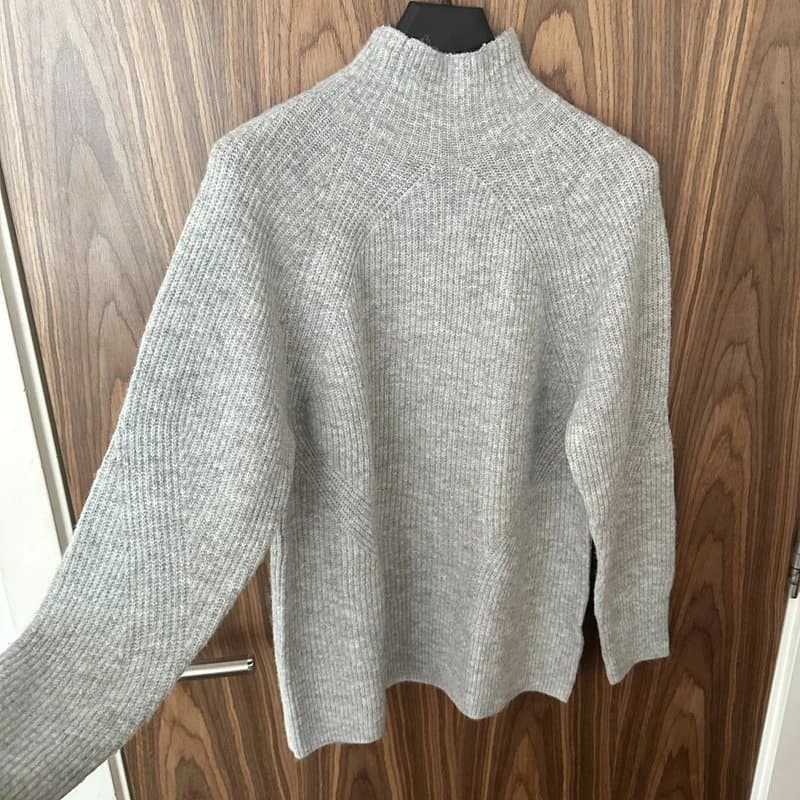 Topshop Topshop Grey Knited Ribbed Mock High Neck Jumper UK 8