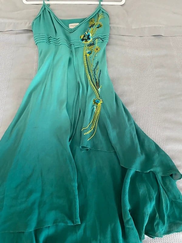 Karen Millen Green Ombre Asymmetrical Strappy Midi Dress