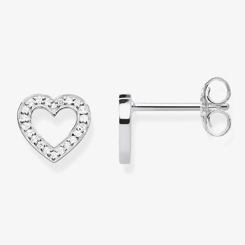Thomas Sabo THOMAS SABO Women's Stone Set Open Heart Stud Earrings H1945-051-14 in Silver - 1