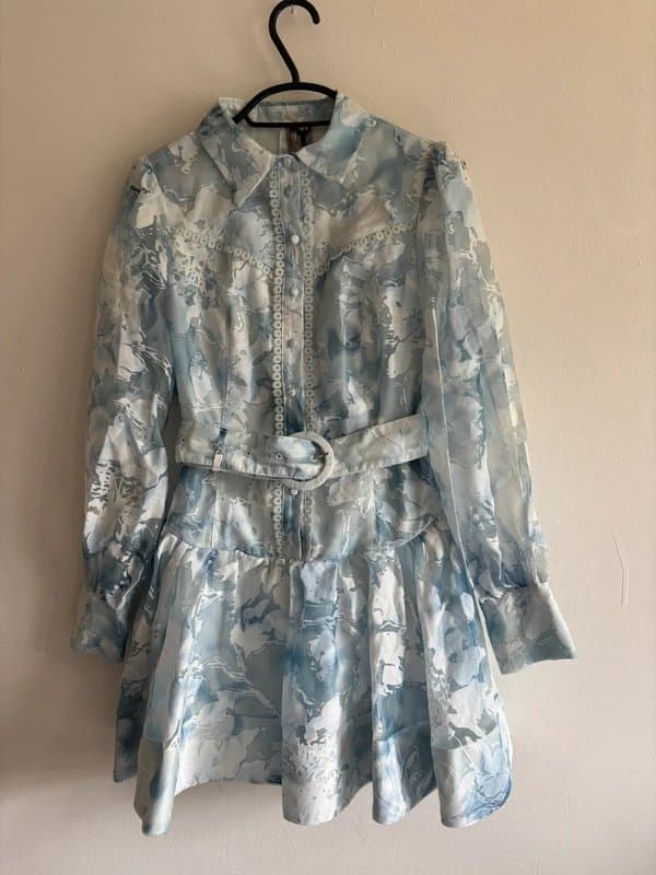 River Island River island petite blue long sleeve floral shirt dress