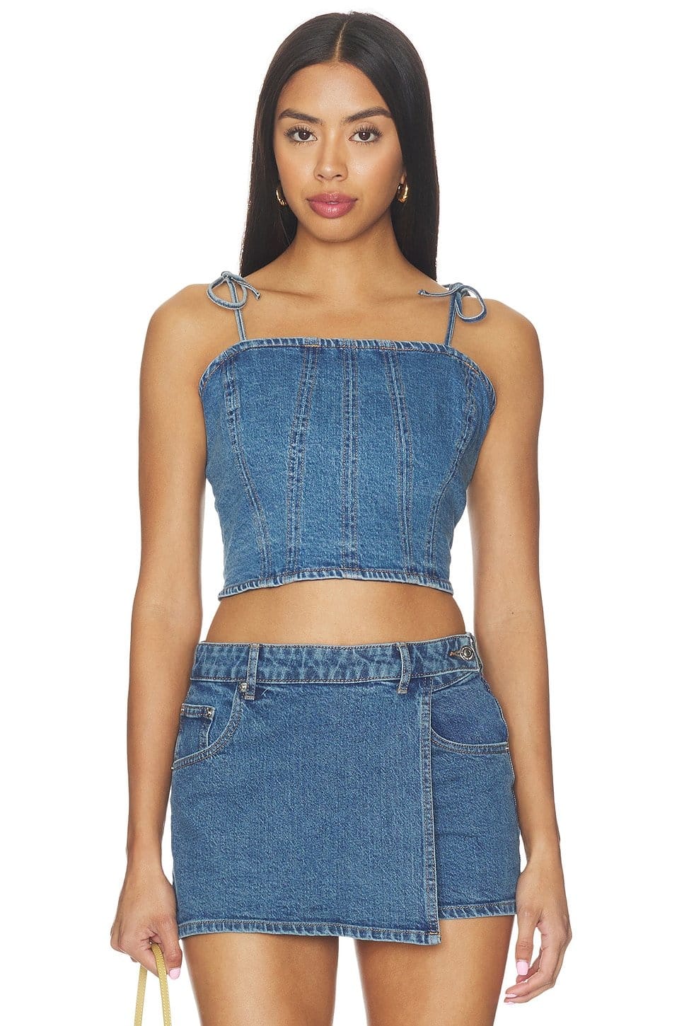 Revolve Blue Heather Denim Crop Top