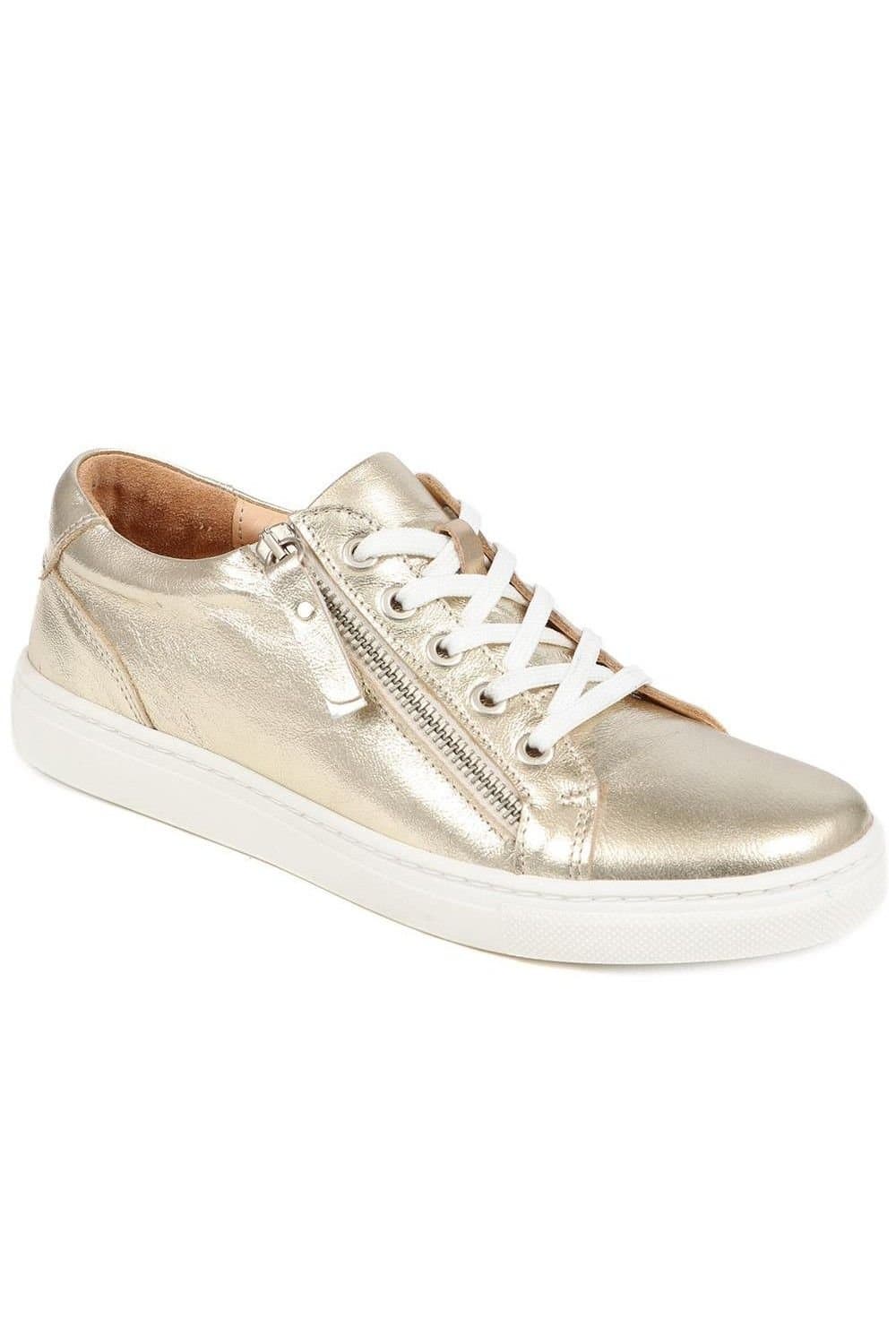Jones Bootmaker Jones Bootmaker Women's Padova2 Leather Lace-Up Trainers in Gold