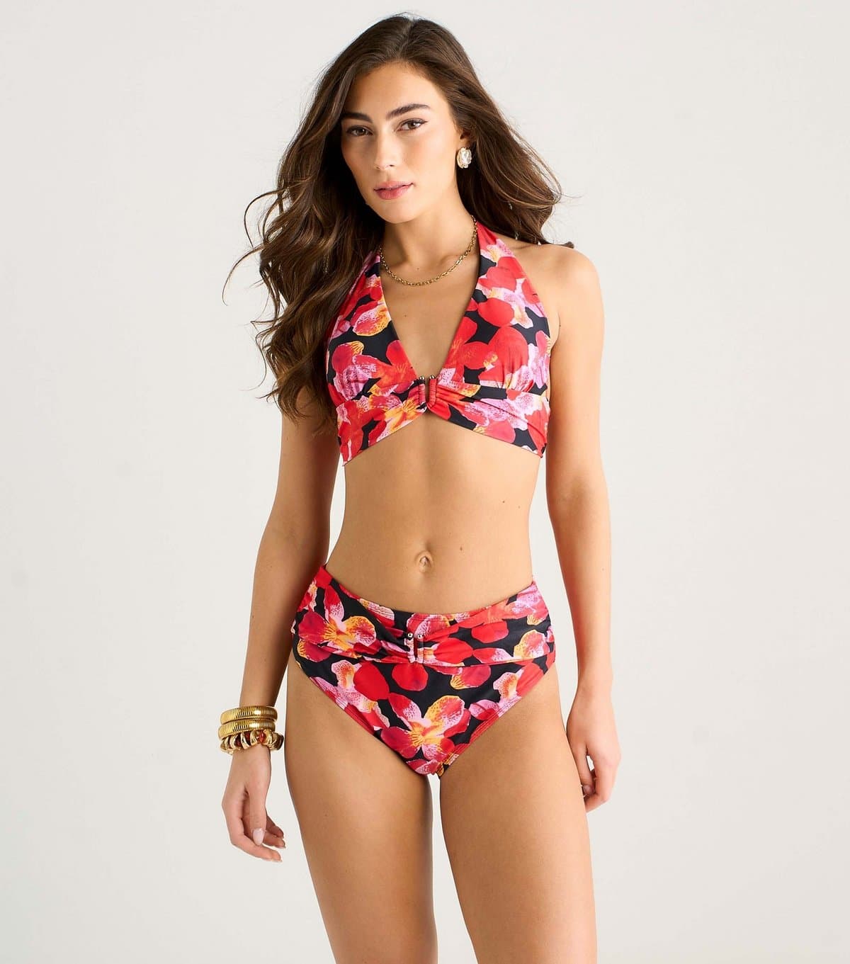 Gini London Women's Black Floral Print High Waisted Bikini Bottoms Gini London New Look
