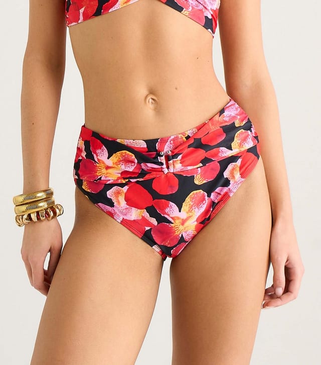 Gini London Women's Black Floral Print High Waisted Bikini Bottoms Gini London New Look - 2