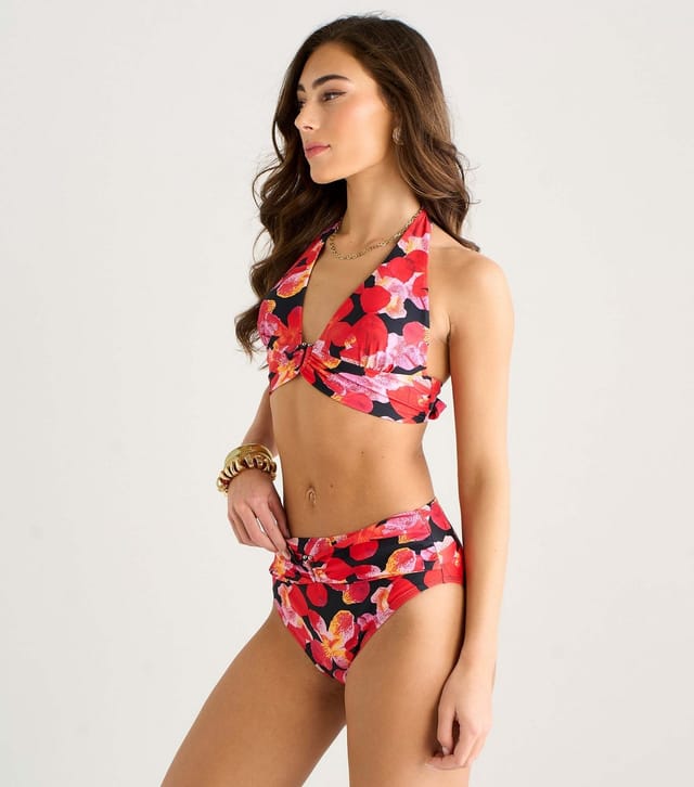 Gini London Women's Black Floral Print High Waisted Bikini Bottoms Gini London New Look - 3