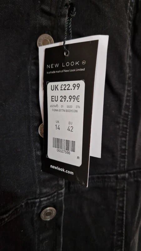 New Look BNWT Newlook Black denim dress size 14