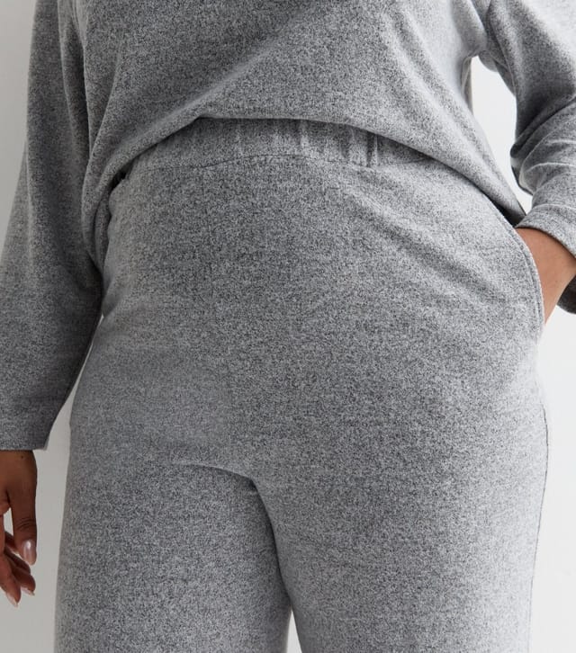 New Look Women's Plus Size Grey Brushed Knit Trousers Curves New Look - 2