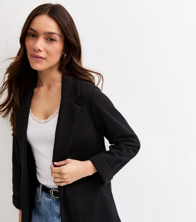New Look Women's Petite Black Stretch Jersey Blazer New Look - 2