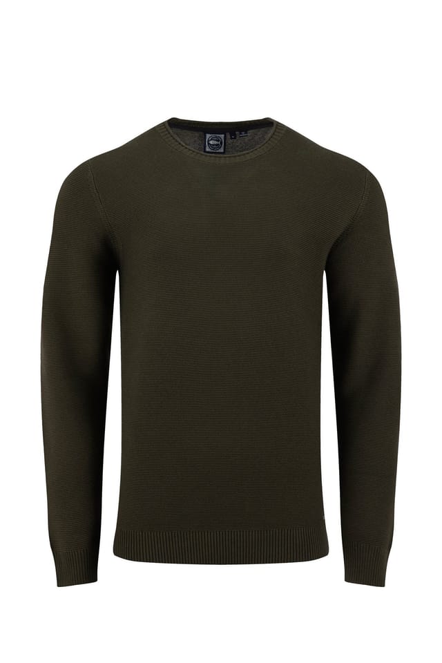 Weird Fish Weird Fish Men's Rhett Crew Neck Knitted Jumper in Dark Green - 2