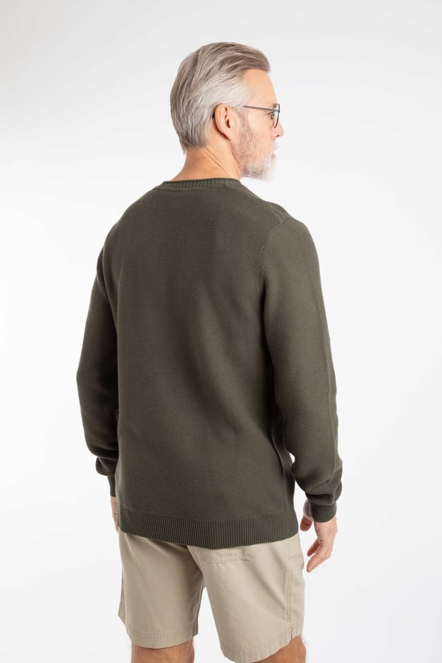 Weird Fish Weird Fish Men's Rhett Crew Neck Knitted Jumper in Dark Green - 3