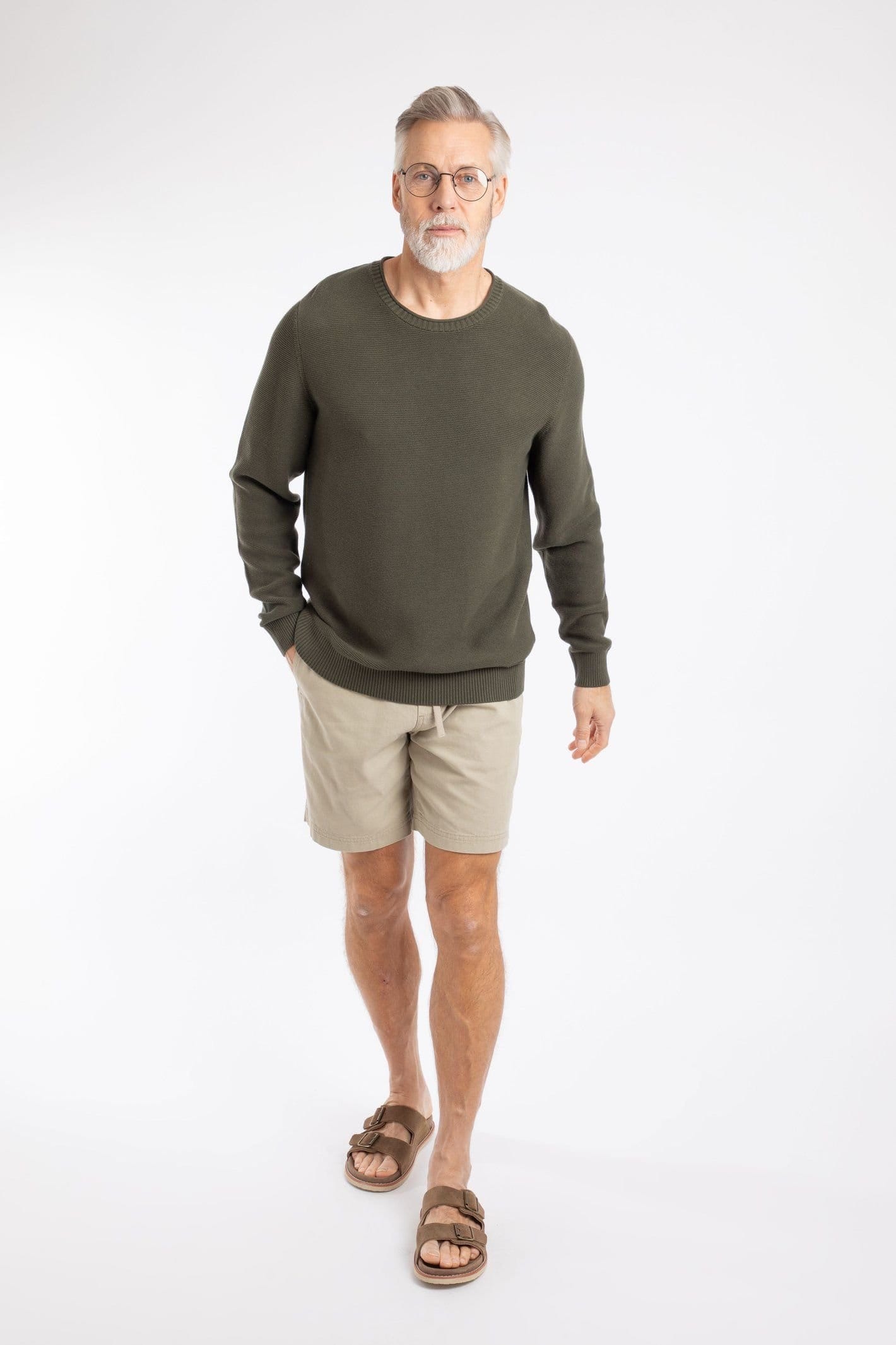 Weird Fish Weird Fish Men's Rhett Crew Neck Knitted Jumper in Dark Green - 4