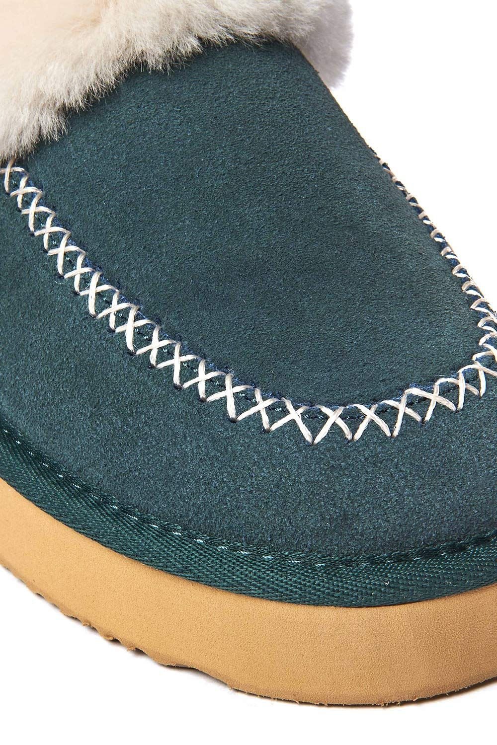 Moshulu Moshulu Women's 'Anzio' Slip On Sheepskin Slipper in Dark Green - 3