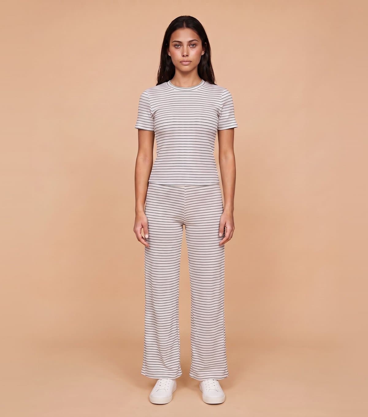 Urban Bliss Women's Bright Blue Ribbed Wide Leg Striped Trousers Urban Bliss New Look