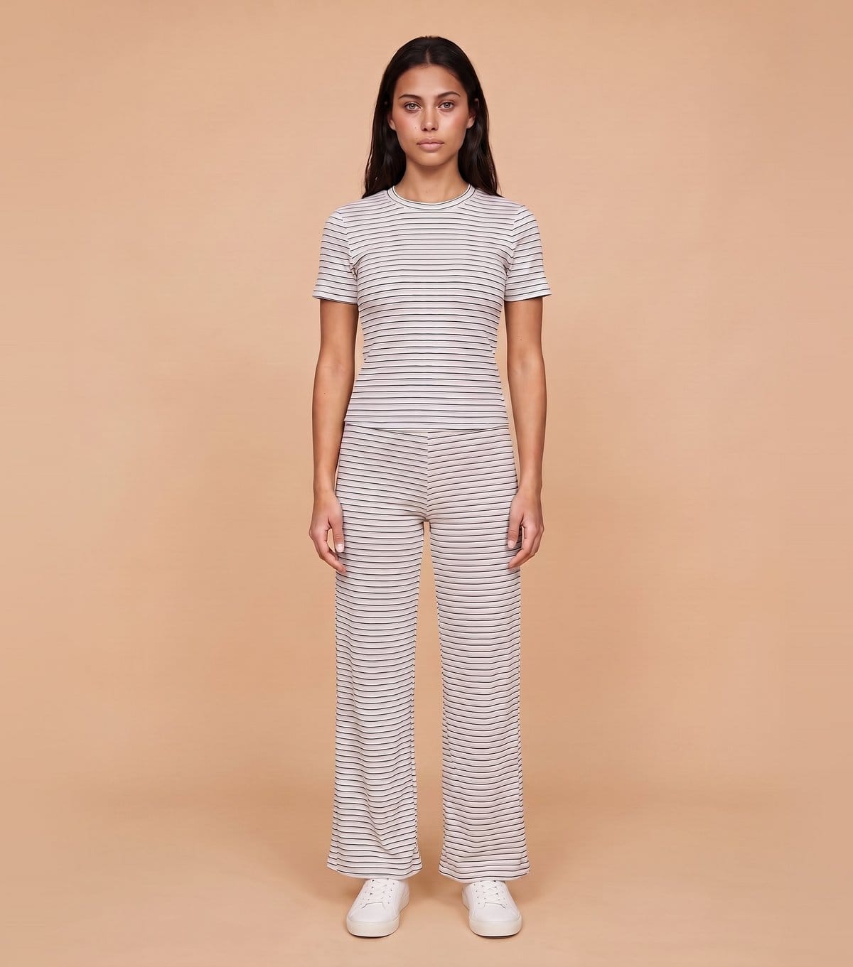 Urban Bliss Bright Blue Ribbed Wide Leg Striped Trousers