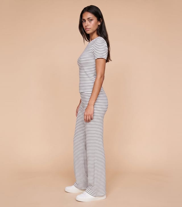 Urban Bliss Women's Bright Blue Ribbed Wide Leg Striped Trousers Urban Bliss New Look - 2
