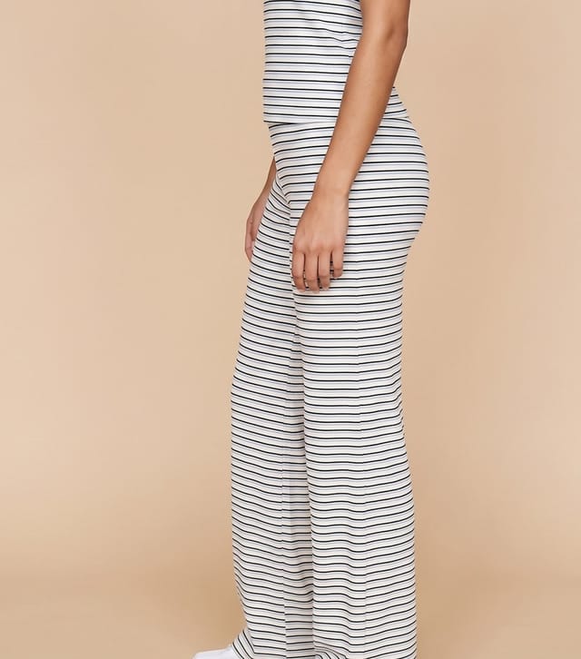 Urban Bliss Women's Bright Blue Ribbed Wide Leg Striped Trousers Urban Bliss New Look - 3