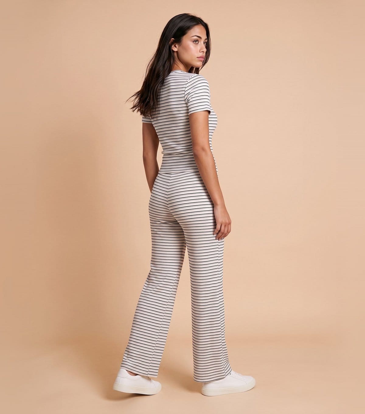 Urban Bliss Women's Bright Blue Ribbed Wide Leg Striped Trousers Urban Bliss New Look - 4