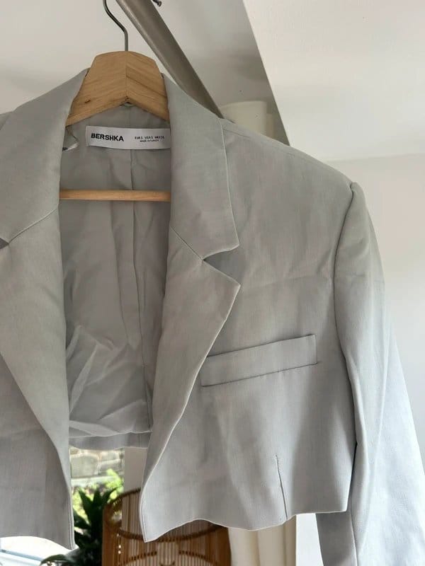 Bershka Light Blue Cropped Blazer